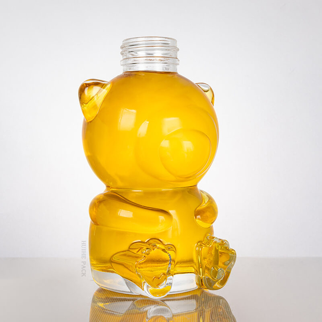 Garrafa de licor de vidro transparente em formato de urso, garrafa de hidromel de 500ml