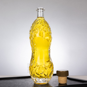 750ml Irregular Clear Glass Whiskey Bottle with Custom Cork