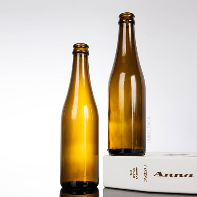 Hot Sale 350ml Amber Empty Glass Bottle Beer with Crown Cap