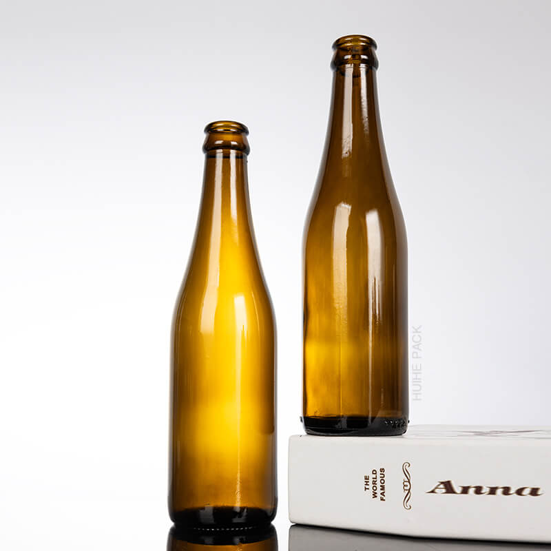 Hot Sale 350ml Amber Empty Glass Beer Bottle with Crown Cap