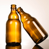 In Stock Amber Empty Glass Beer Bottle with Crown Cap