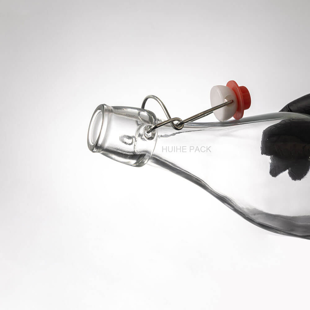 1000ml Clear Glass Water Drinking Beverage Bottle with Swing Top