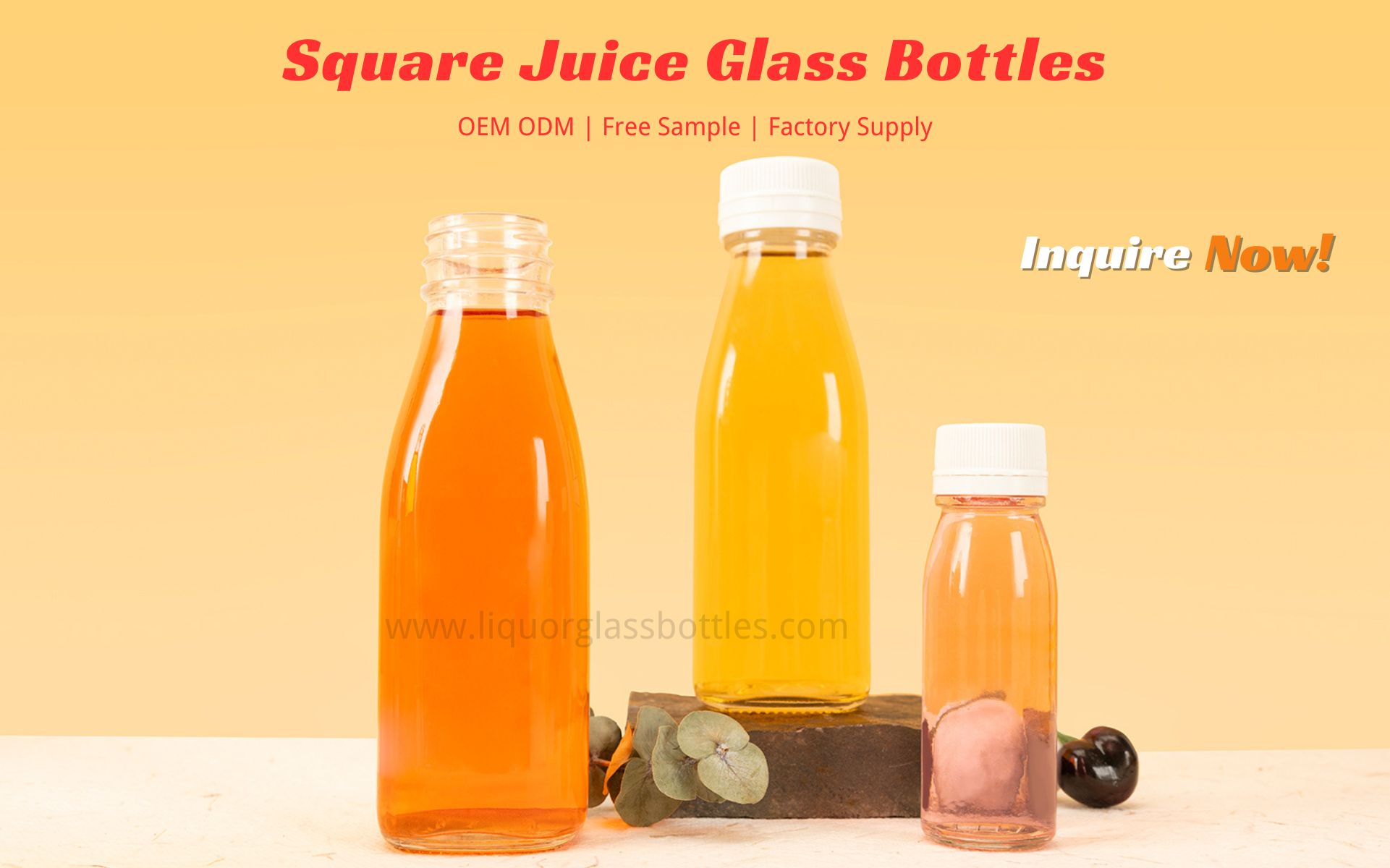 square glass juice bottle