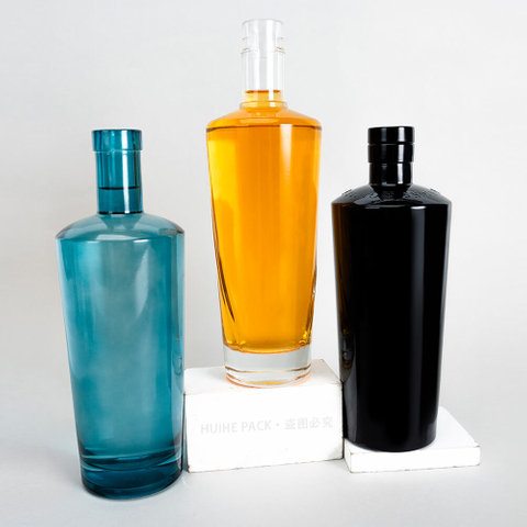 70cl 75cl Black Blue Clear Trapezoid Glass Liquor Bottles