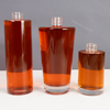 Short Screw Neck Flat Shoulder Round Glass Alcohol Bottles