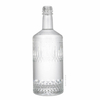 Intricate Diamond - Patterned Engravings Glass Liquor Bottle