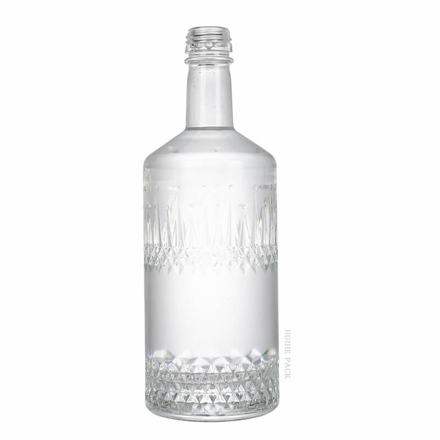 Intricate Diamond - Patterned Engravings Glass Liquor Bottle