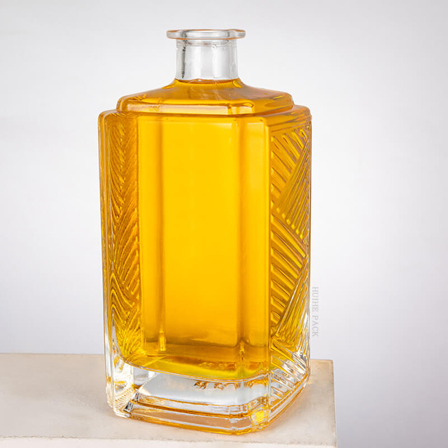 Rectangular Prism Glass Liquor Bottle with Better Grip