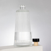 Tapered Wide Bottom Vertical Ribbed Glass Liquor Bottle