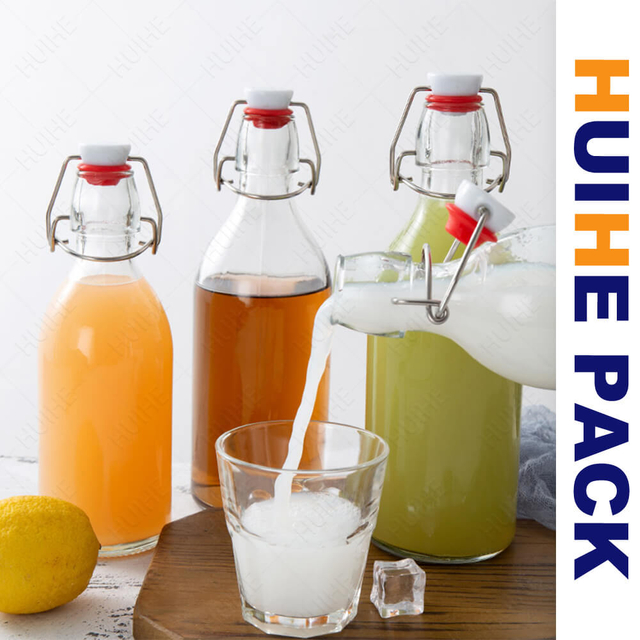 350ml 500ml 750ml 1000ml Clear Glass Beverage Bottle with Swing Top