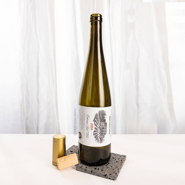 Butelki szklane do wina Rhein Riesling o pojemności 750 ml z korkiem