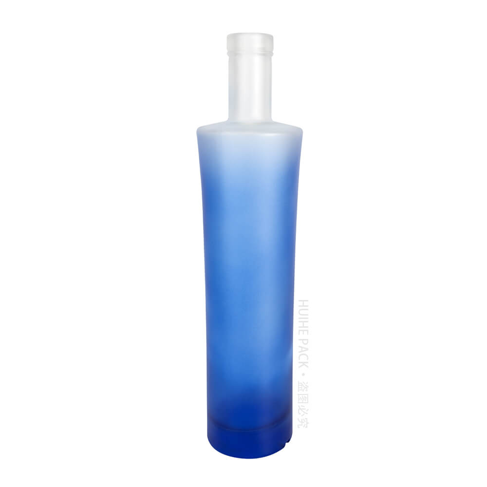 blue glass spirit bottle