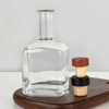 350ml Square Long Neck Glass Spirits Bottle with Cork Cap