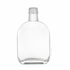 Oval Flat Clear Glass Liquor Bottle with Screw Cap