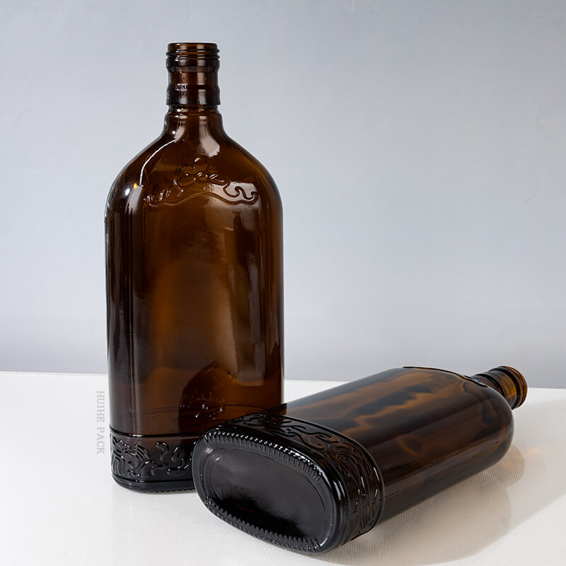 500ml Amber Engraved Empty Glass Beer Bottle with Screw Cap
