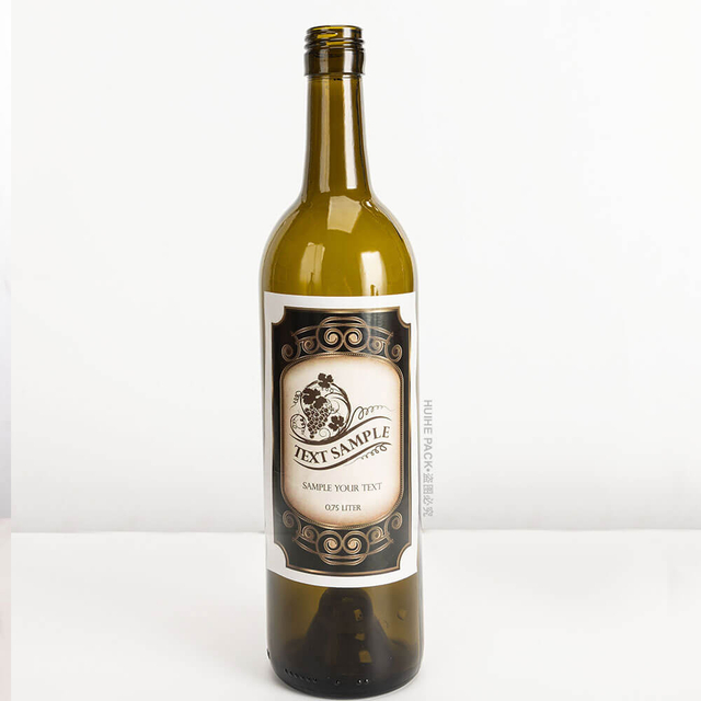 Tilpasset etiket skruetop vinglasflaske med indrykning