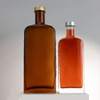 Flat Rectangular Amber Clear Glass Alcohol Bottles