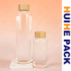 Customized Clear Borosilicate Glass Water Drinking Bottle with Bamboo Cap