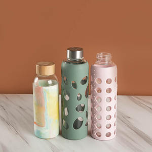 Cylinder High Borosilicate Glass Water Drinking Bottle with Screw Neck