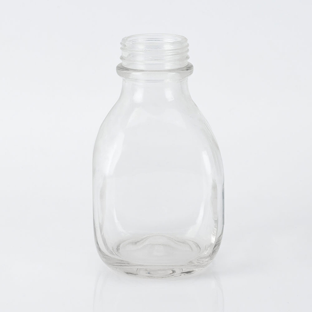 Wholesale Cube Square Glass Dairy Milk Beverage Bottle with Screw Cap