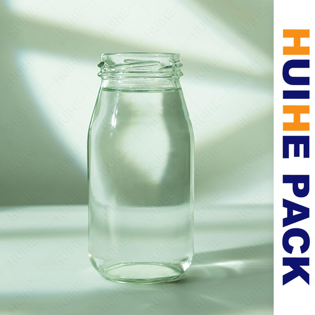 China Factory 215ml Glass Milk Beverage Bottle with Screw Lid