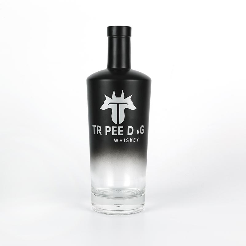 black glass spirit bottle