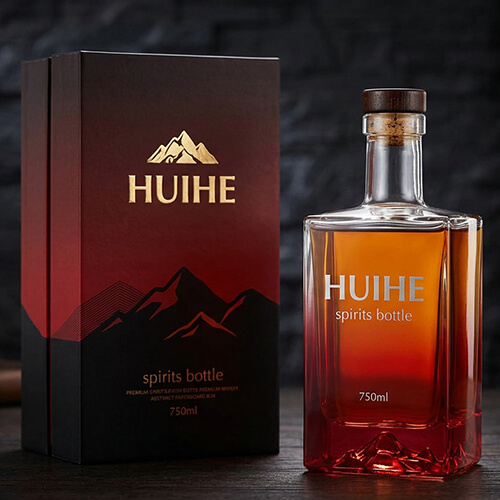 red liquor bottle with box