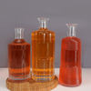 Ribbed Round Screw & Cork Finish Glass Liquor Bottles