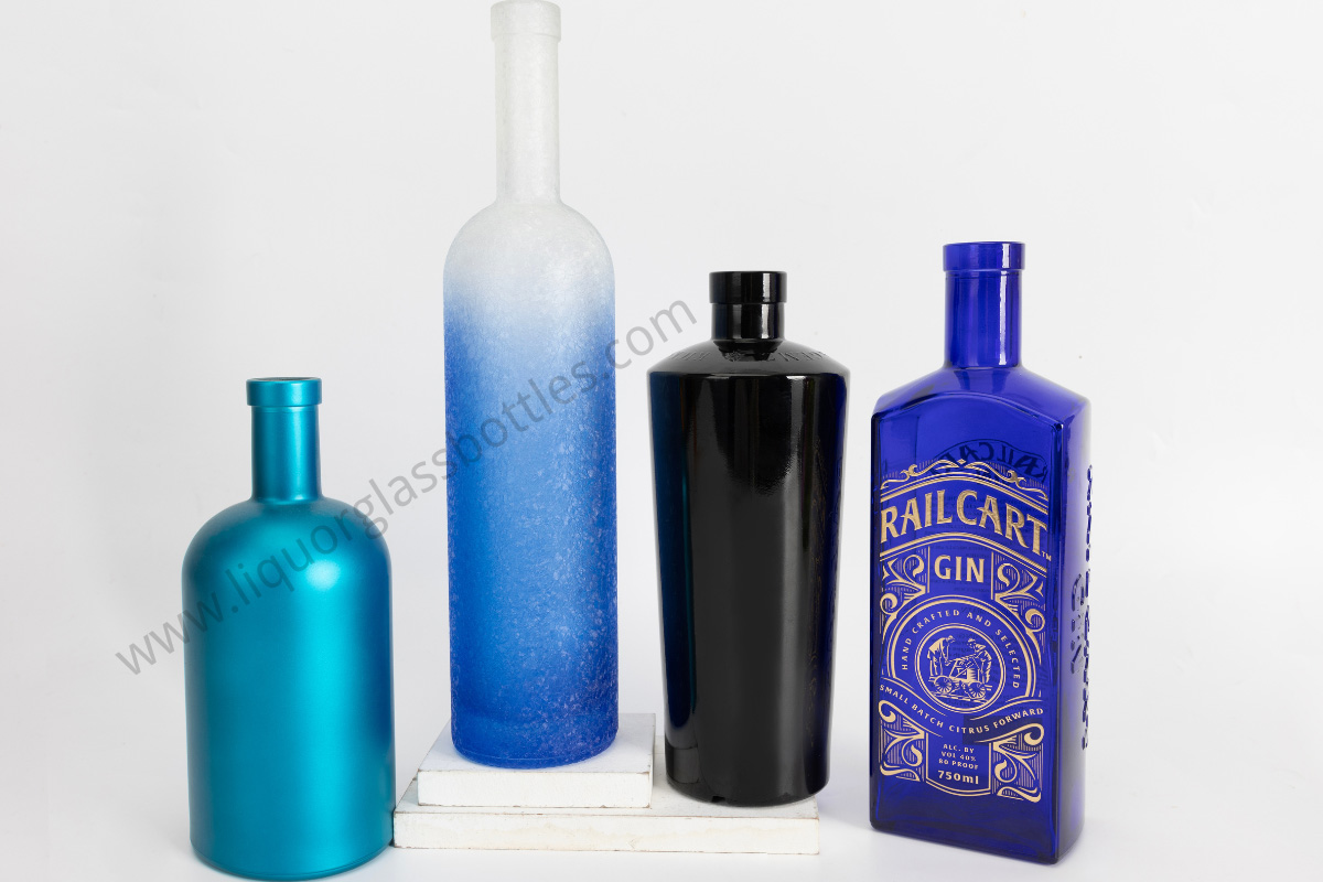 blue glass spirit bottle