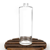 Short Screw Neck Flat Shoulder Round Glass Alcohol Bottles