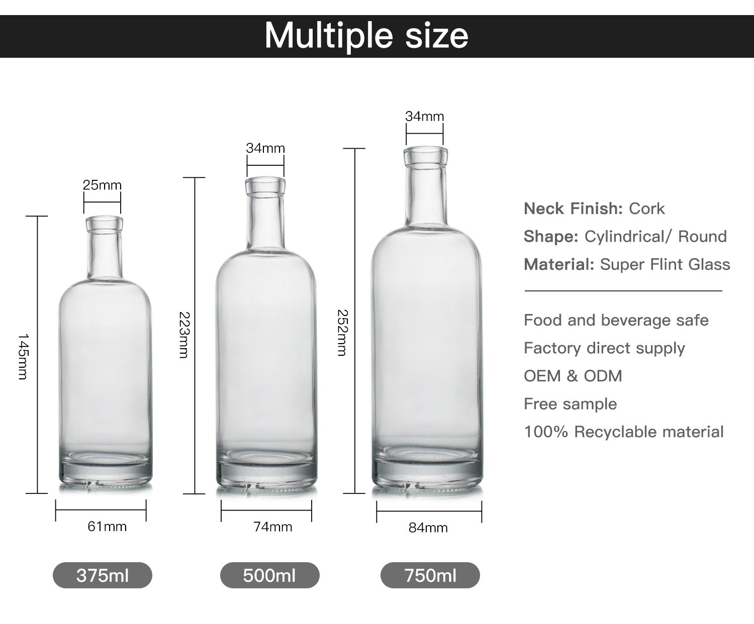 clear aspect glass liquor bottle