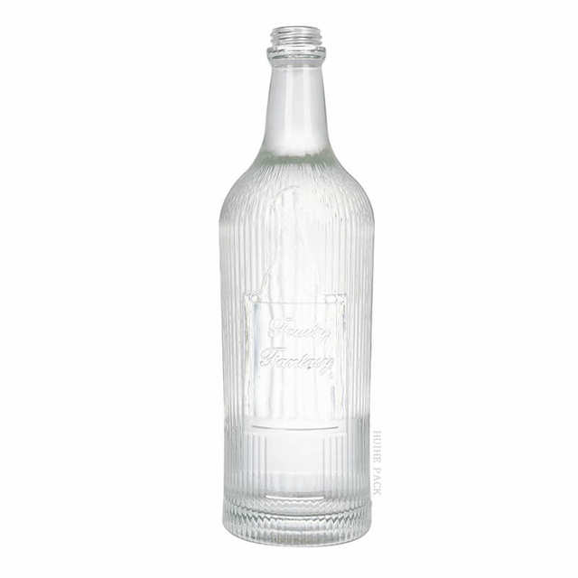 700ml Vertically Ribbed Cylinder Glass Liquor Bottle