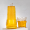 Tapered Wide Bottom Vertical Ribbed Glass Liquor Bottle