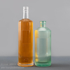 Custom Vertical Stripe Ribbed Pinstripe Glass Liquor Bottle with Label Area