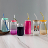 Customized Borosilicate Glass Drink Bottle with Bamboo Lid And Straw
