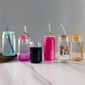 Customized Borosilicate Glass Drink Bottle with Bamboo Lid And Straw