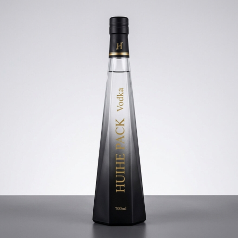 700ml Irregular Transparent Glass Vodka Bottle with Corks