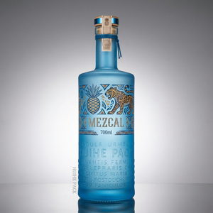 Raised Letters Textured Cylinder Glass Liquor Bottle