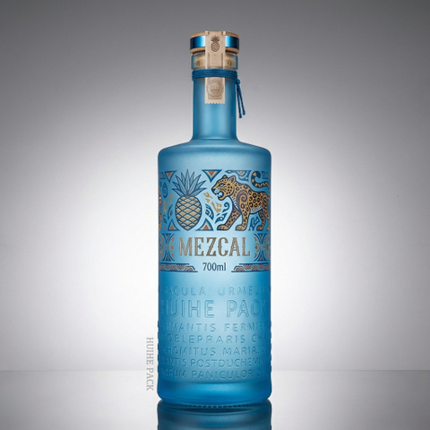 Raised Letters Textured Cylinder Glass Liquor Bottle