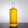 Raised Letters Textured Cylinder Glass Liquor Bottle
