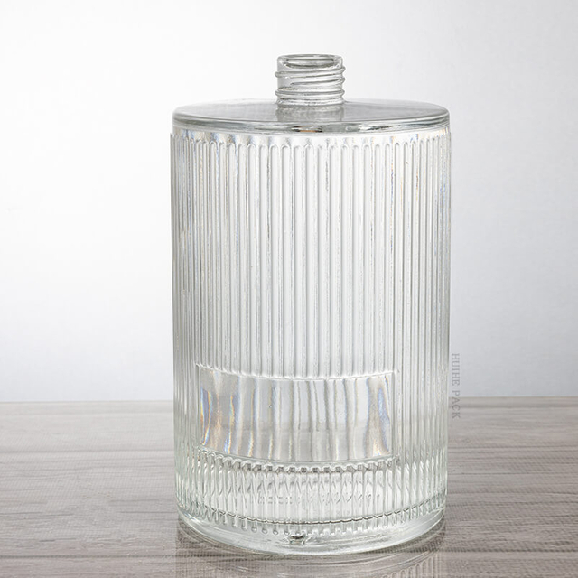 Vertical Ribbed Cylinder Liquor Bottle with Screw Corks