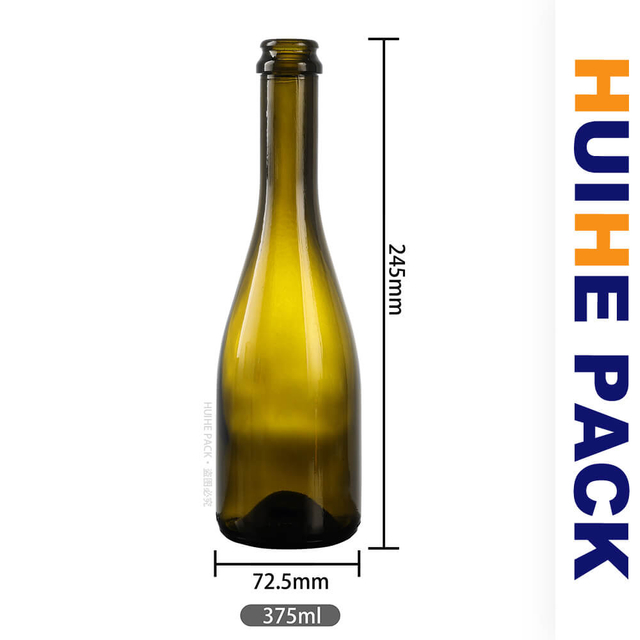 Bulk 375ml Green Long Neck Crown Finish Glass Sparkling Apple Cider Bottle