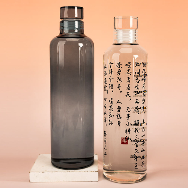 Custom Printing Logo Borosilicate Glass Water Drinking Bottle for Sale