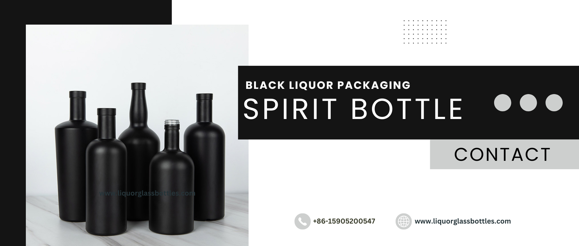 black glass spirit bottles