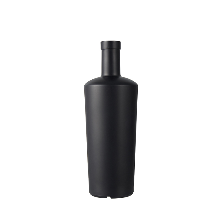 black glass liquor bottle