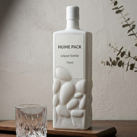 Customized 750ml Square Glass Spirit Bottle