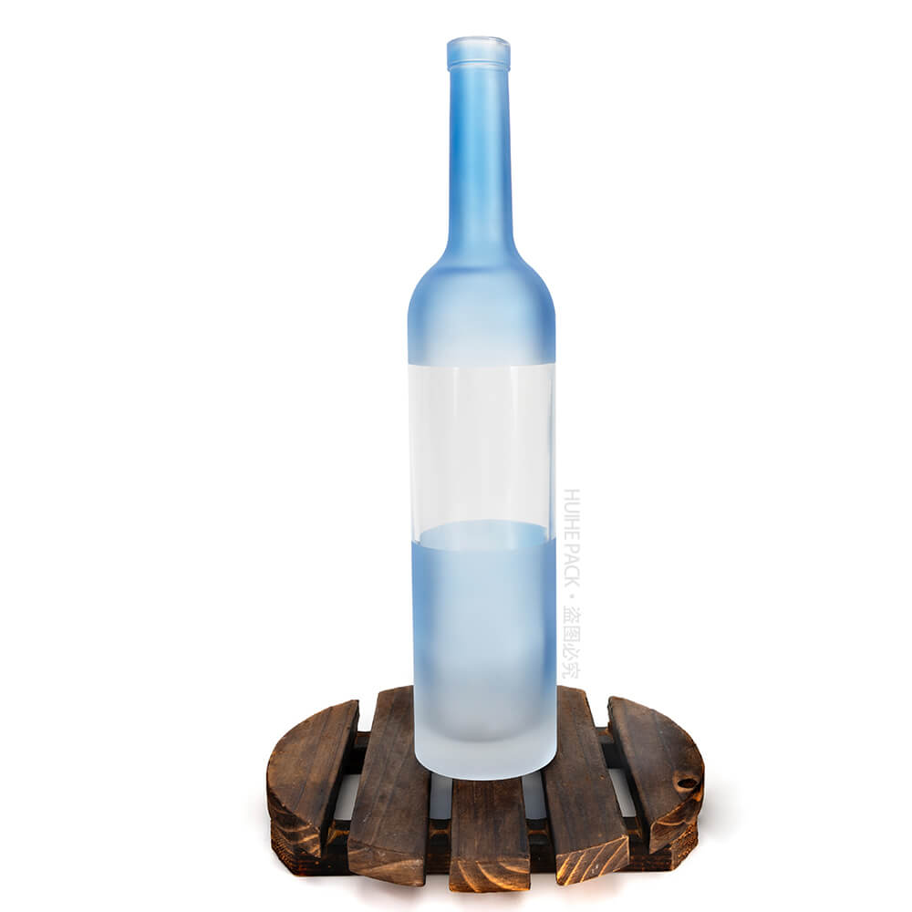 blue glass liquor bottlle