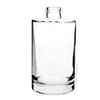 Short Screw Neck Flat Shoulder Round Glass Alcohol Bottles