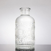 Elaborate Floral - Inspired Glass Liquor Bottle with Thick Neck