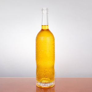 Pebble-Like Texture Cylinder Clear Glass Vodka Bottle